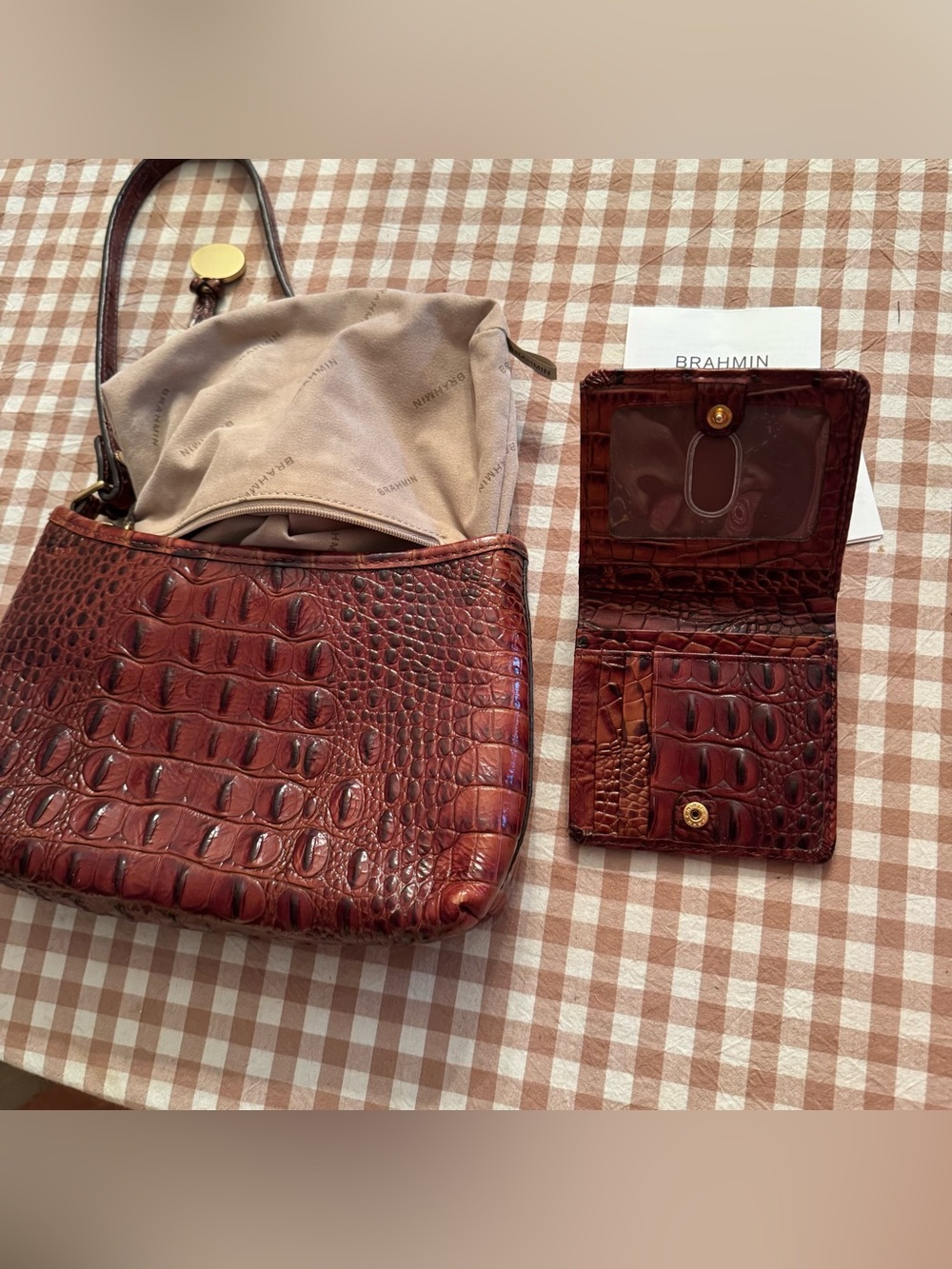 Brahmin Pecan Anytime Mini Melbourne Leather Handbag w/ matching Jane Wallet - Picture 4 of 14